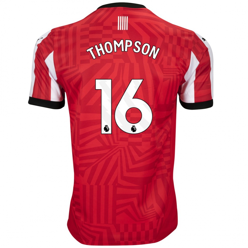 Uomo Maglia Emma Thompson #16 Rosso Bianco Kit Gara Home 2024/25 Maglietta