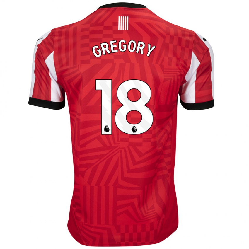 Uomo Maglia Freya Gregory #18 Rosso Bianco Kit Gara Home 2024/25 Maglietta