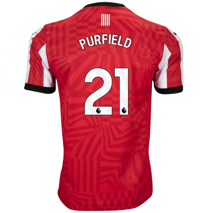 Uomo Maglia Jemma Purfield #21 Rosso Bianco Kit Gara Home 2024/25 Maglietta