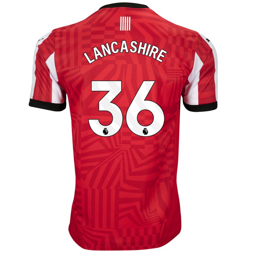 Uomo Maglia Olly Lancashire #36 Rosso Bianco Kit Gara Home 2024/25 Maglietta