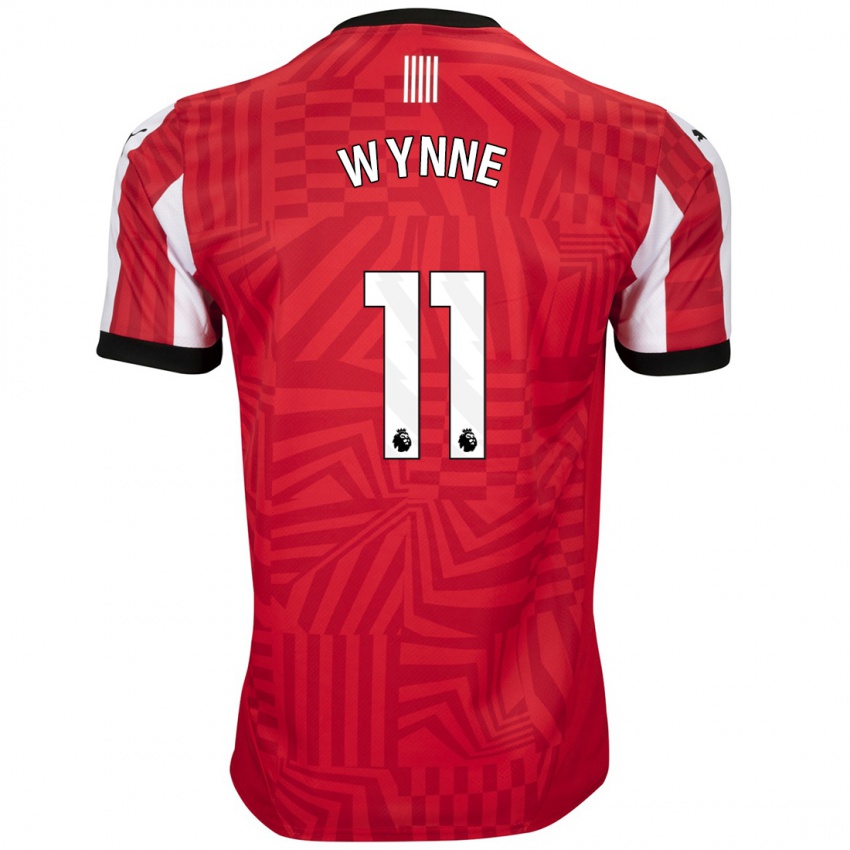 Uomo Maglia Megan Wynne #11 Rosso Bianco Kit Gara Home 2024/25 Maglietta