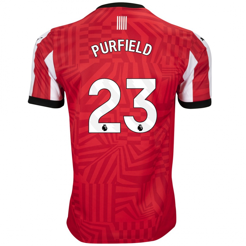 Uomo Maglia Jemma Elizabeth Purfield #23 Rosso Bianco Kit Gara Home 2024/25 Maglietta