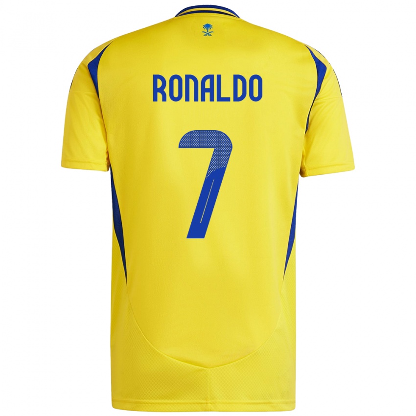 Uomo Maglia Cristiano Ronaldo #7 Giallo Blu Kit Gara Home 2024/25 Maglietta