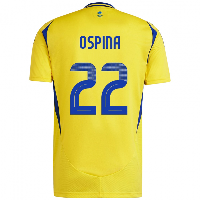 Uomo Maglia David Ospina #22 Giallo Blu Kit Gara Home 2024/25 Maglietta