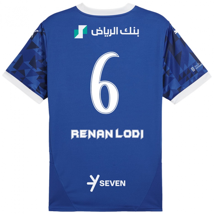 Uomo Maglia Renan Lodi #6 Blu Scuro Bianco Kit Gara Home 2024/25 Maglietta