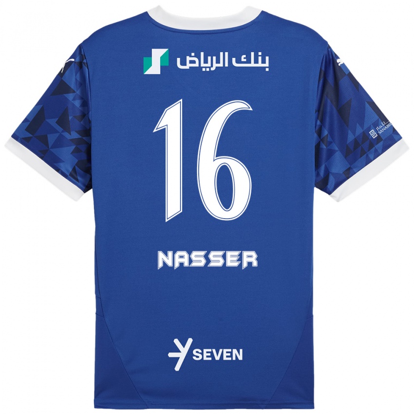 Uomo Maglia Nasser Al-Dawsari #16 Blu Scuro Bianco Kit Gara Home 2024/25 Maglietta