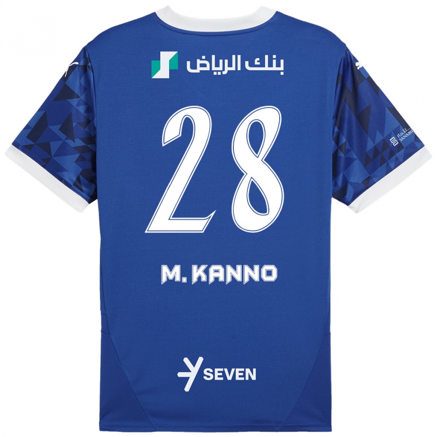 Uomo Maglia Mohamed Kanno #28 Blu Scuro Bianco Kit Gara Home 2024/25 Maglietta