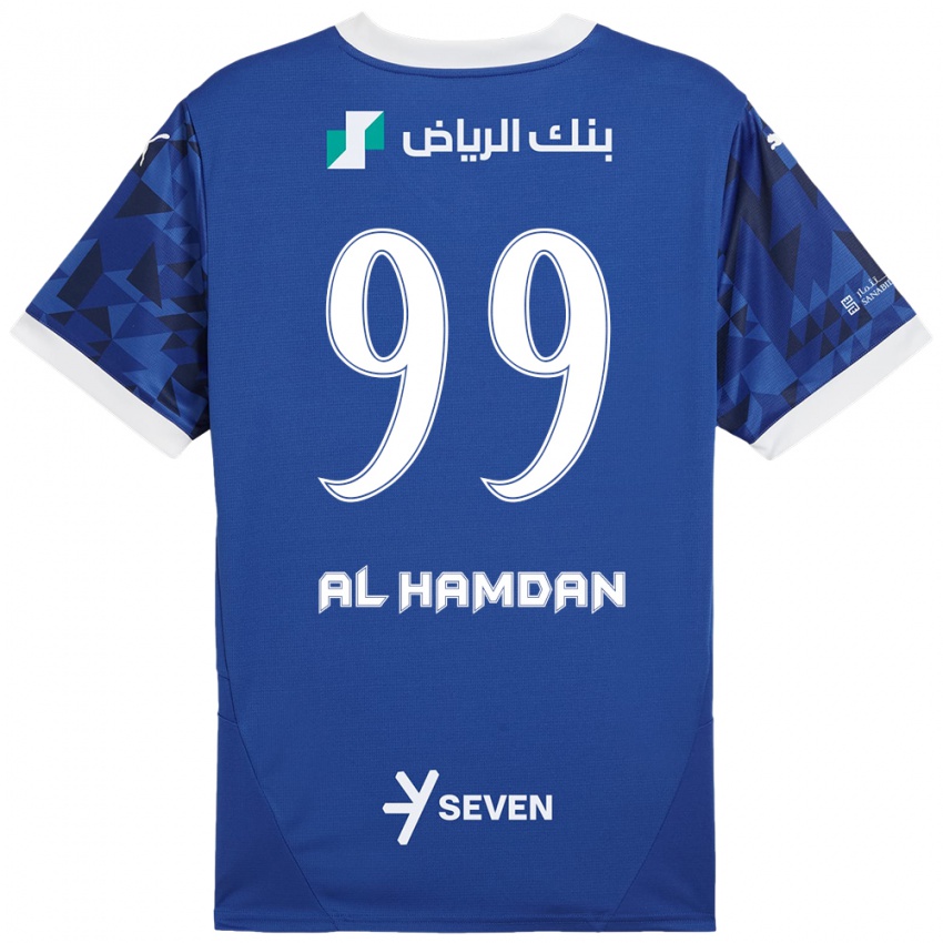 Uomo Maglia Abdullah Al-Hamdan #99 Blu Scuro Bianco Kit Gara Home 2024/25 Maglietta