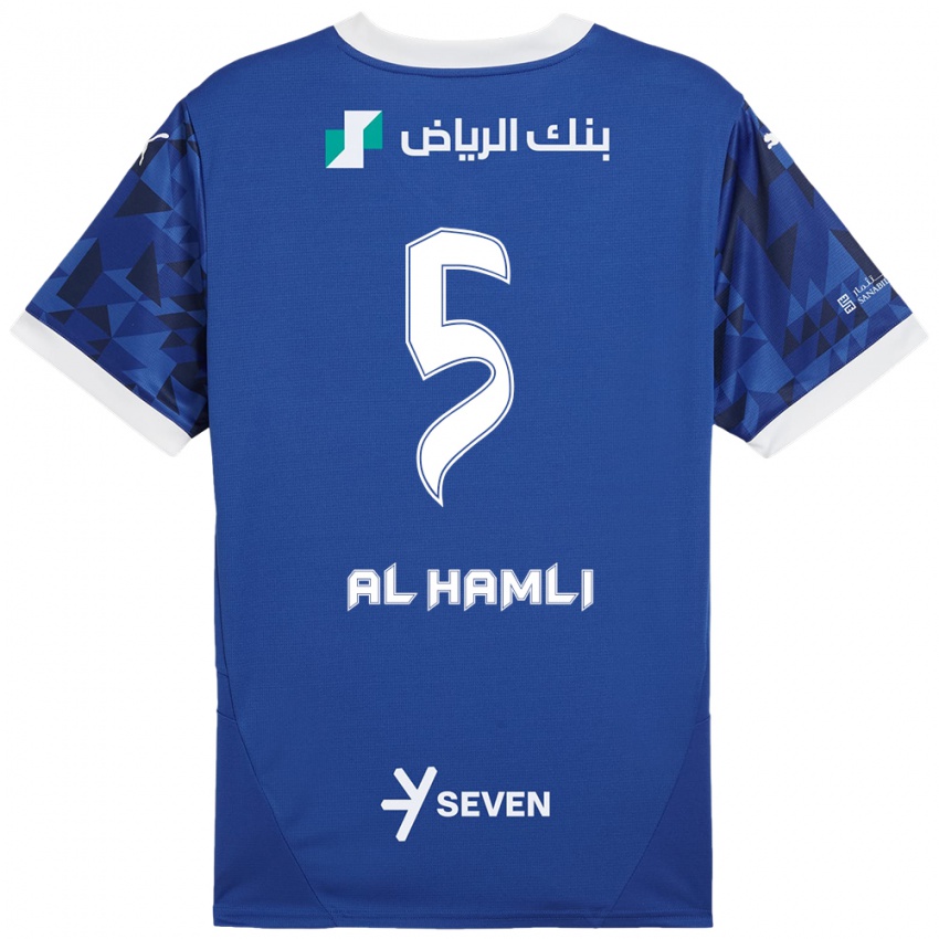 Uomo Maglia Noura Al-Hamli #5 Blu Scuro Bianco Kit Gara Home 2024/25 Maglietta