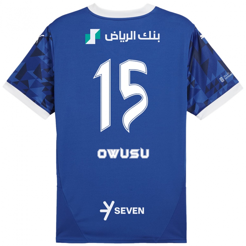 Uomo Maglia Mavis Owusu #15 Blu Scuro Bianco Kit Gara Home 2024/25 Maglietta