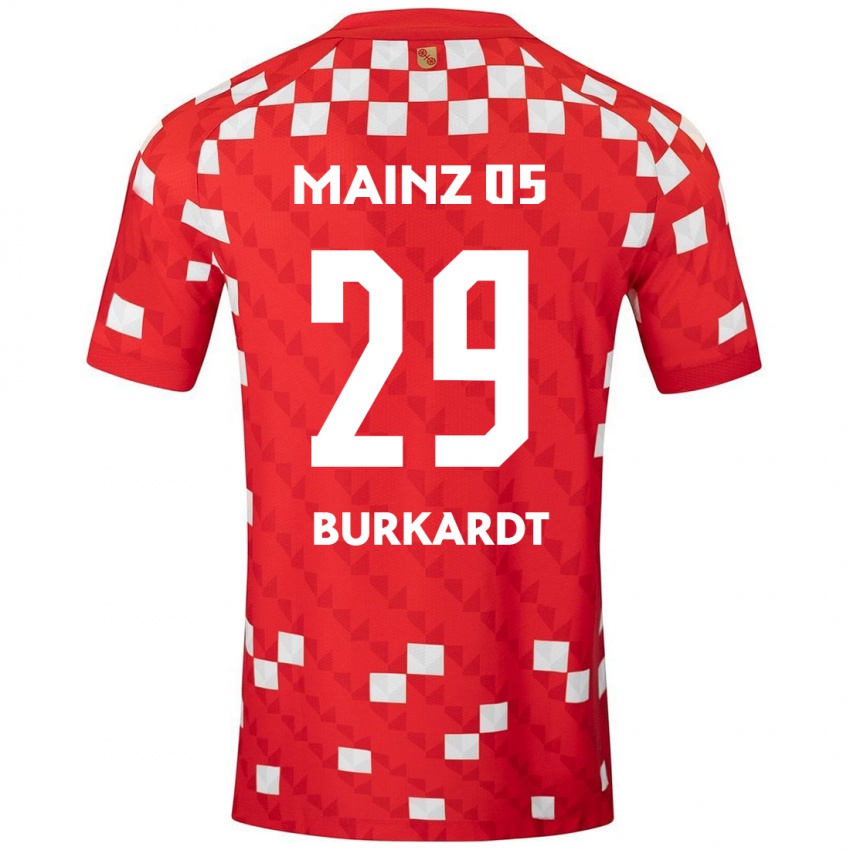 Uomo Maglia Jonathan Burkardt #29 Bianco Rosso Kit Gara Home 2024/25 Maglietta