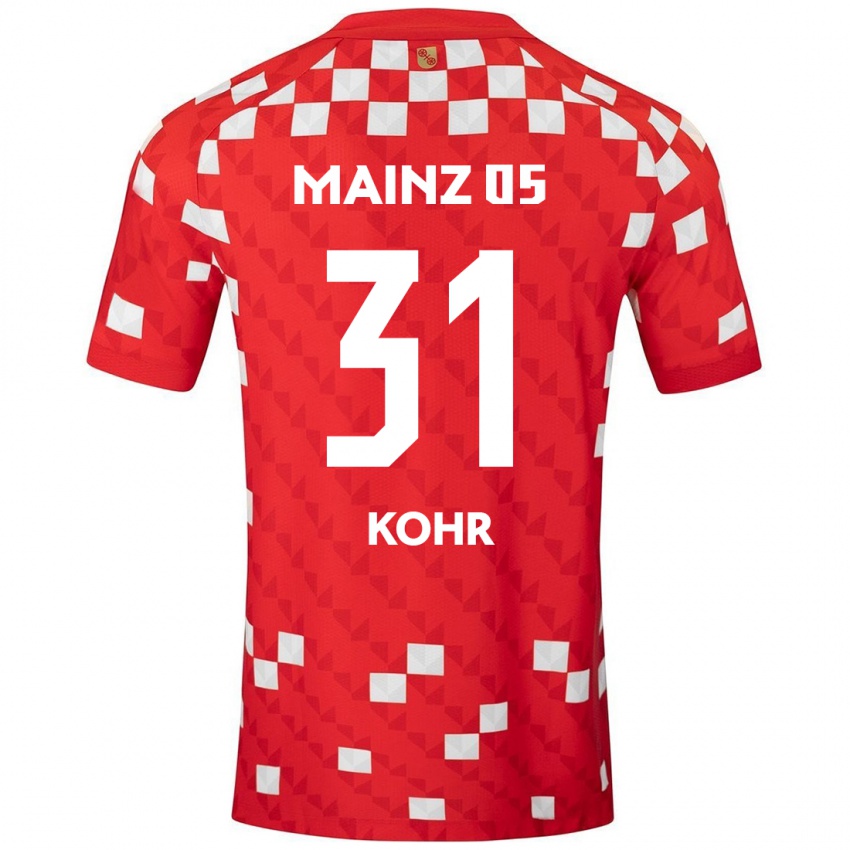 Uomo Maglia Dominik Kohr #31 Bianco Rosso Kit Gara Home 2024/25 Maglietta