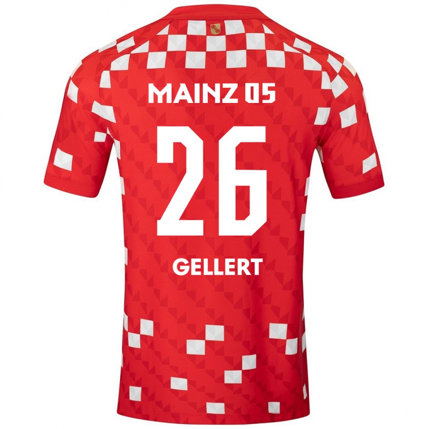 Uomo Maglia Mona Gellert #26 Bianco Rosso Kit Gara Home 2024/25 Maglietta