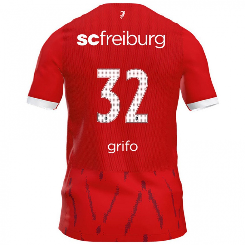 Uomo Maglia Vincenzo Grifo #32 Rosso Kit Gara Home 2024/25 Maglietta