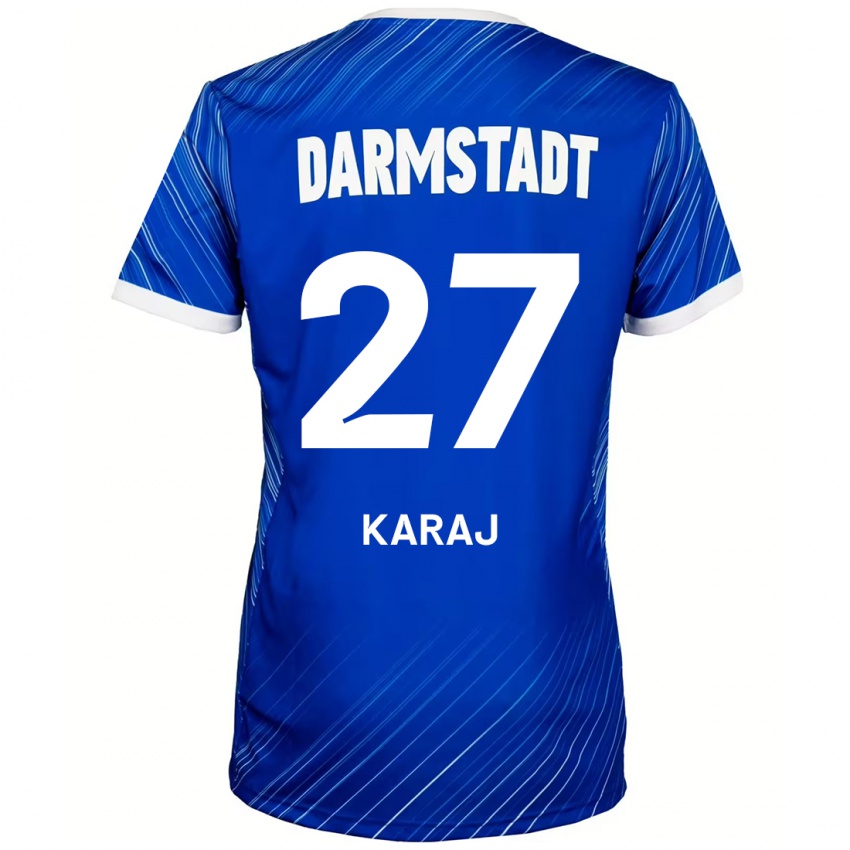 Uomo Maglia Eraldo Karaj #27 Blu Bianco Kit Gara Home 2024/25 Maglietta