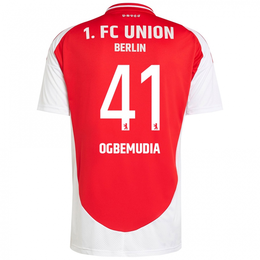 Uomo Maglia Oluwaseun Ogbemudia #41 Rosso Bianco Kit Gara Home 2024/25 Maglietta