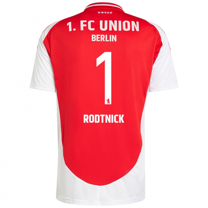 Uomo Maglia Jaden Rodtnick #1 Rosso Bianco Kit Gara Home 2024/25 Maglietta