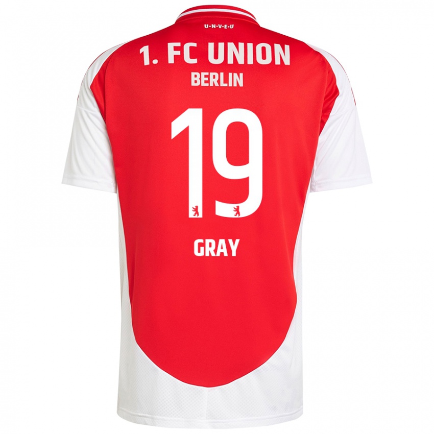 Uomo Maglia Mekhi Gray #19 Rosso Bianco Kit Gara Home 2024/25 Maglietta