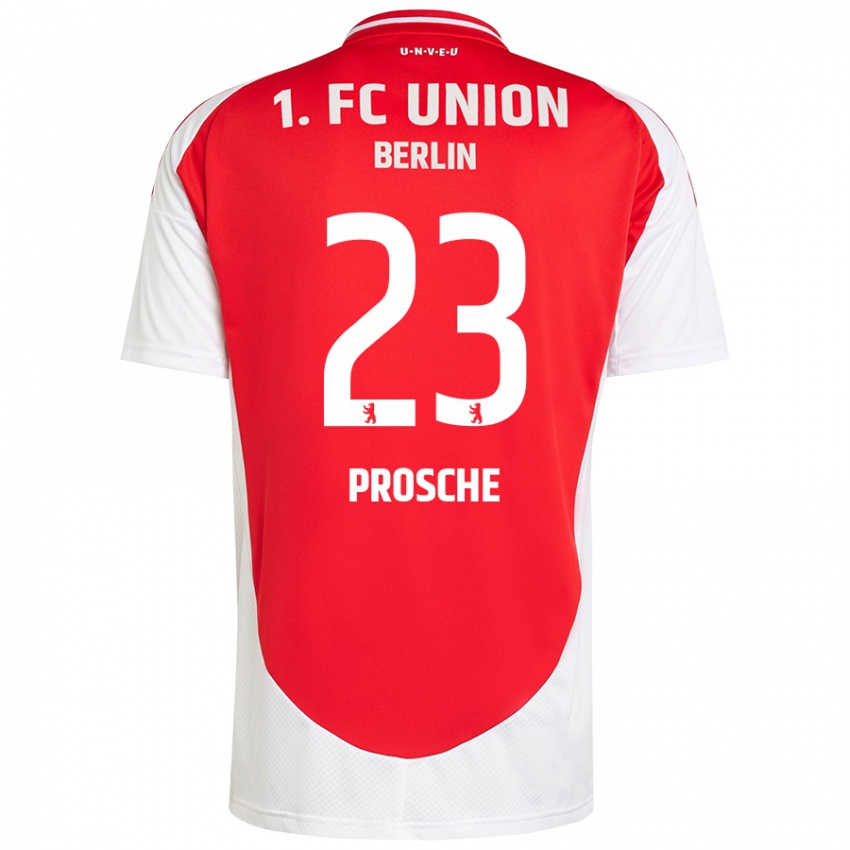 Uomo Maglia Leon Prosche #23 Rosso Bianco Kit Gara Home 2024/25 Maglietta