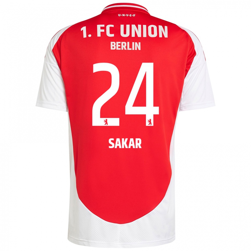 Uomo Maglia Fatma Sakar #24 Rosso Bianco Kit Gara Home 2024/25 Maglietta