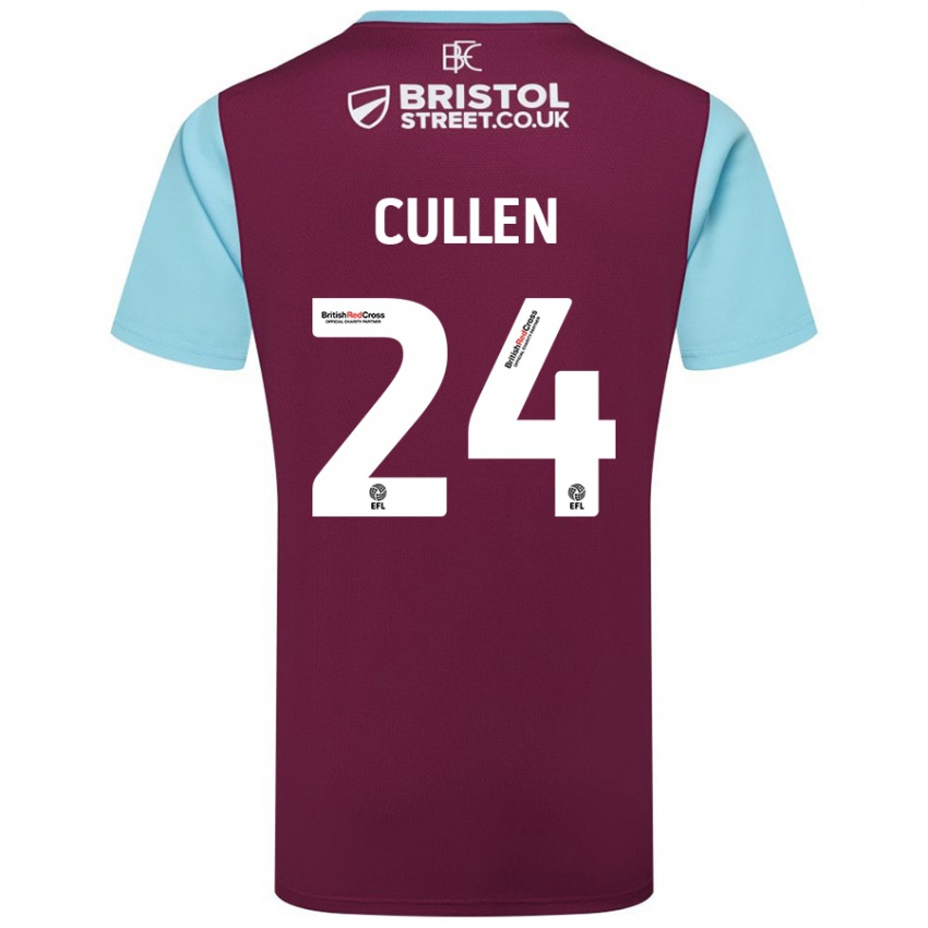 Uomo Maglia Josh Cullen #24 Borgogna Azzurro Kit Gara Home 2024/25 Maglietta