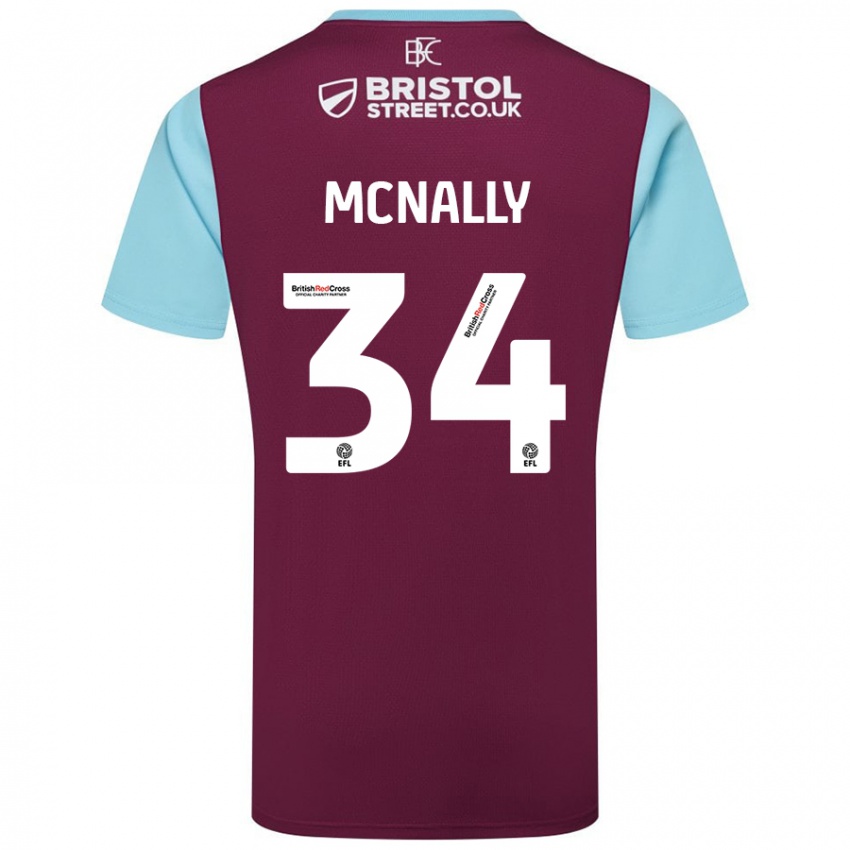 Uomo Maglia Luke Mcnally #34 Borgogna Azzurro Kit Gara Home 2024/25 Maglietta