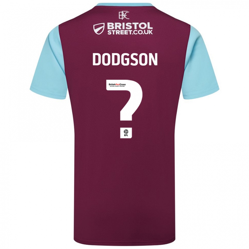 Uomo Maglia Owen Dodgson #0 Borgogna Azzurro Kit Gara Home 2024/25 Maglietta