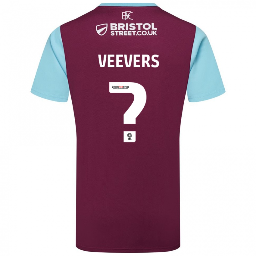 Uomo Maglia Charlie Veevers #0 Borgogna Azzurro Kit Gara Home 2024/25 Maglietta