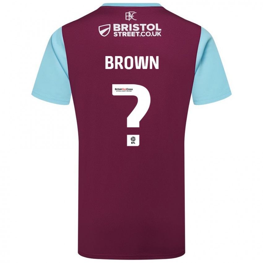 Uomo Maglia Kian Brown #0 Borgogna Azzurro Kit Gara Home 2024/25 Maglietta