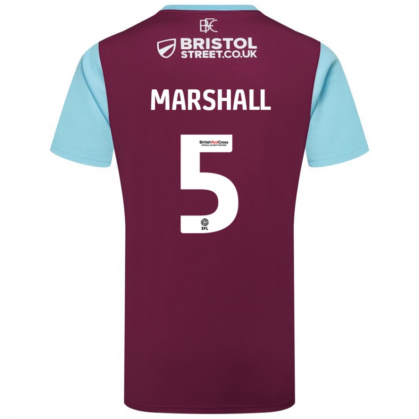 Uomo Maglia Georgia Marshall #5 Borgogna Azzurro Kit Gara Home 2024/25 Maglietta