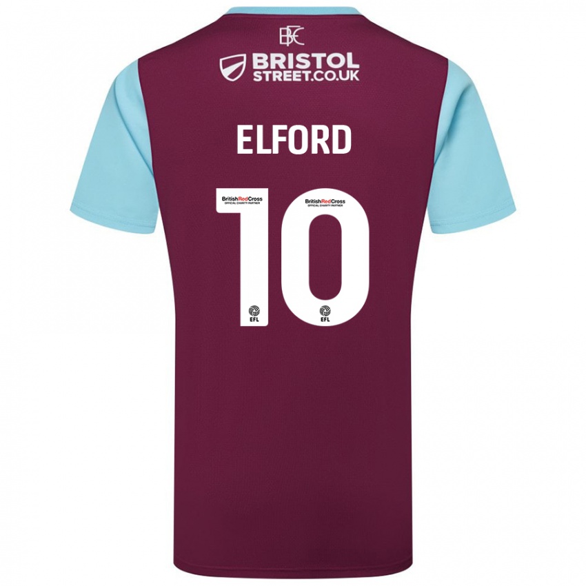 Uomo Maglia Laura Elford #10 Borgogna Azzurro Kit Gara Home 2024/25 Maglietta