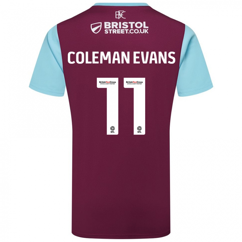 Uomo Maglia Amaya Coleman-Evans #11 Borgogna Azzurro Kit Gara Home 2024/25 Maglietta