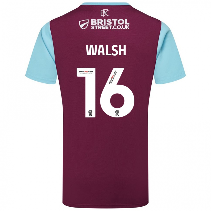 Uomo Maglia Lucy Walsh #16 Borgogna Azzurro Kit Gara Home 2024/25 Maglietta