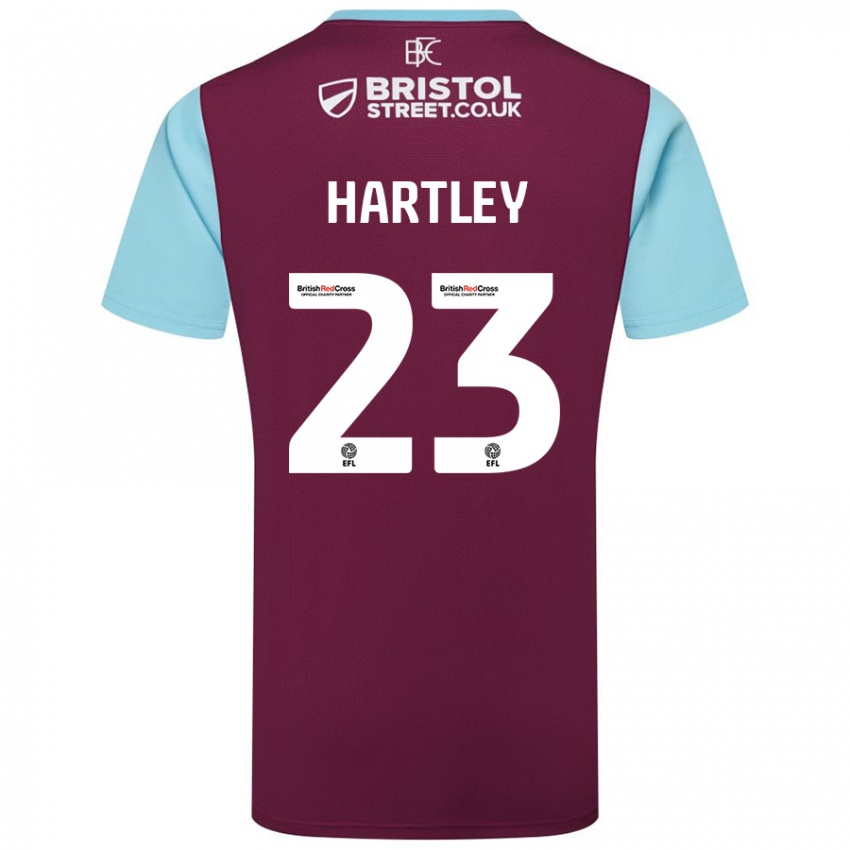 Uomo Maglia Naomi Hartley #23 Borgogna Azzurro Kit Gara Home 2024/25 Maglietta