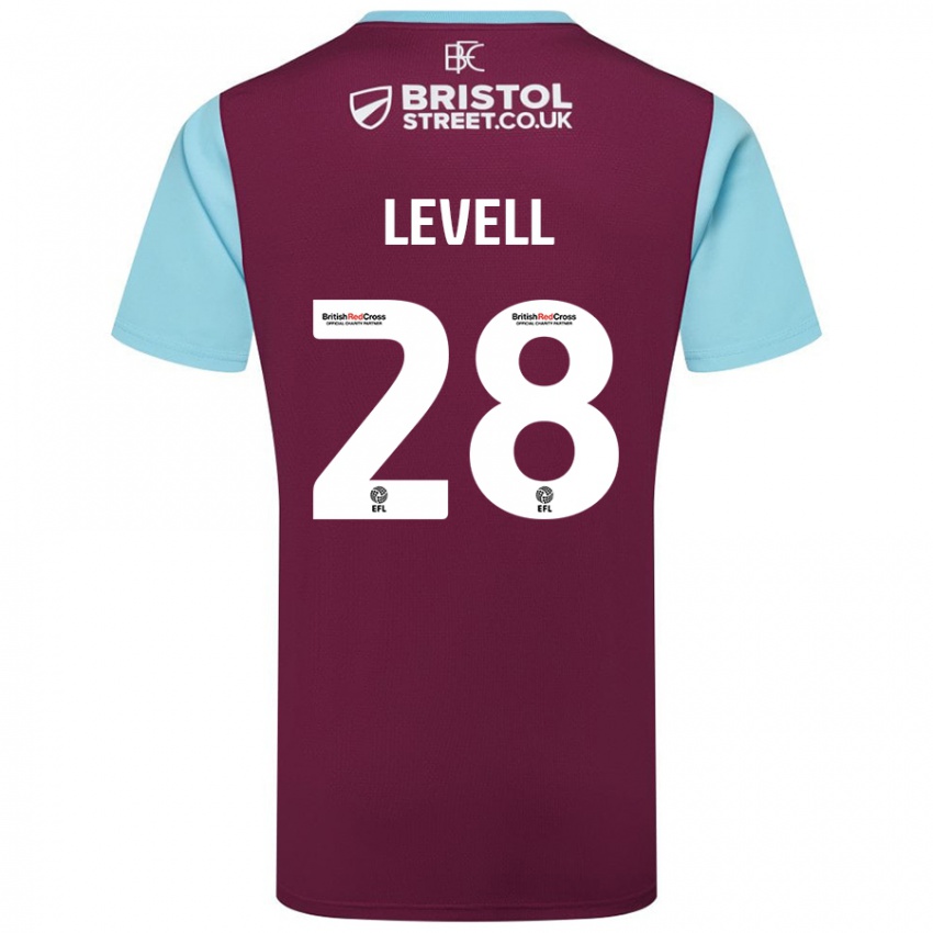 Uomo Maglia Kirstie Levell #28 Borgogna Azzurro Kit Gara Home 2024/25 Maglietta