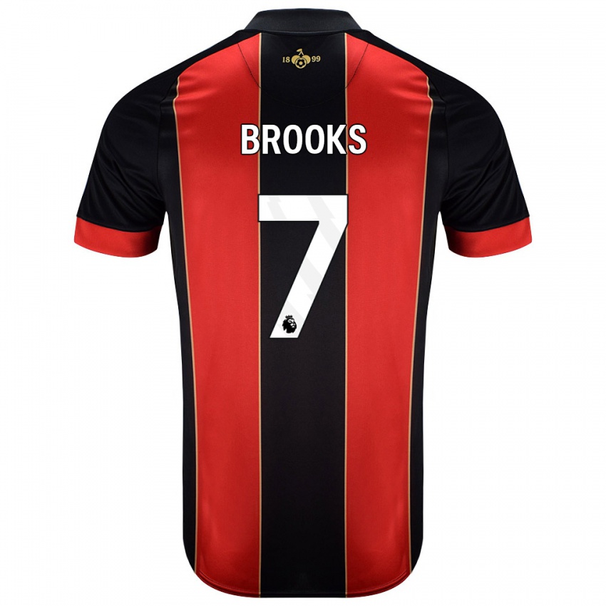 Uomo Maglia David Brooks #7 Rosso Nero Kit Gara Home 2024/25 Maglietta