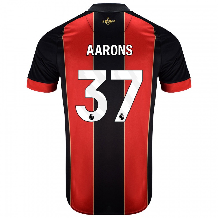 Uomo Maglia Max Aarons #37 Rosso Nero Kit Gara Home 2024/25 Maglietta