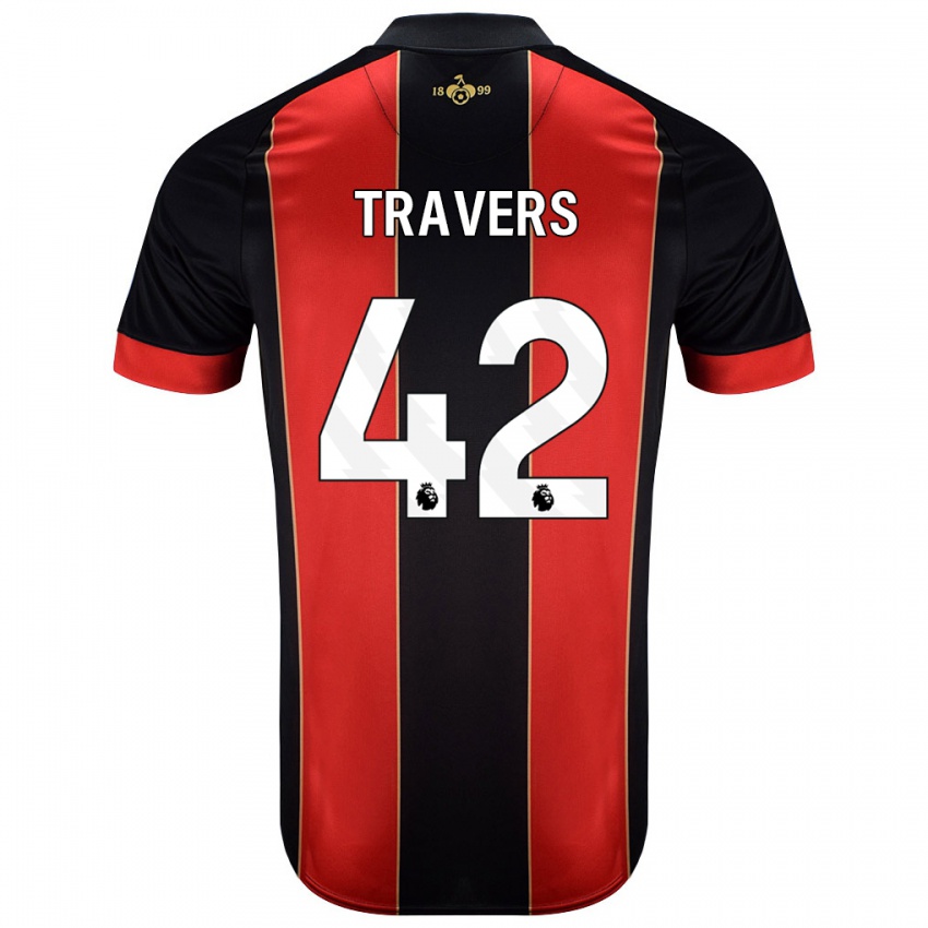 Uomo Maglia Mark Travers #42 Rosso Nero Kit Gara Home 2024/25 Maglietta