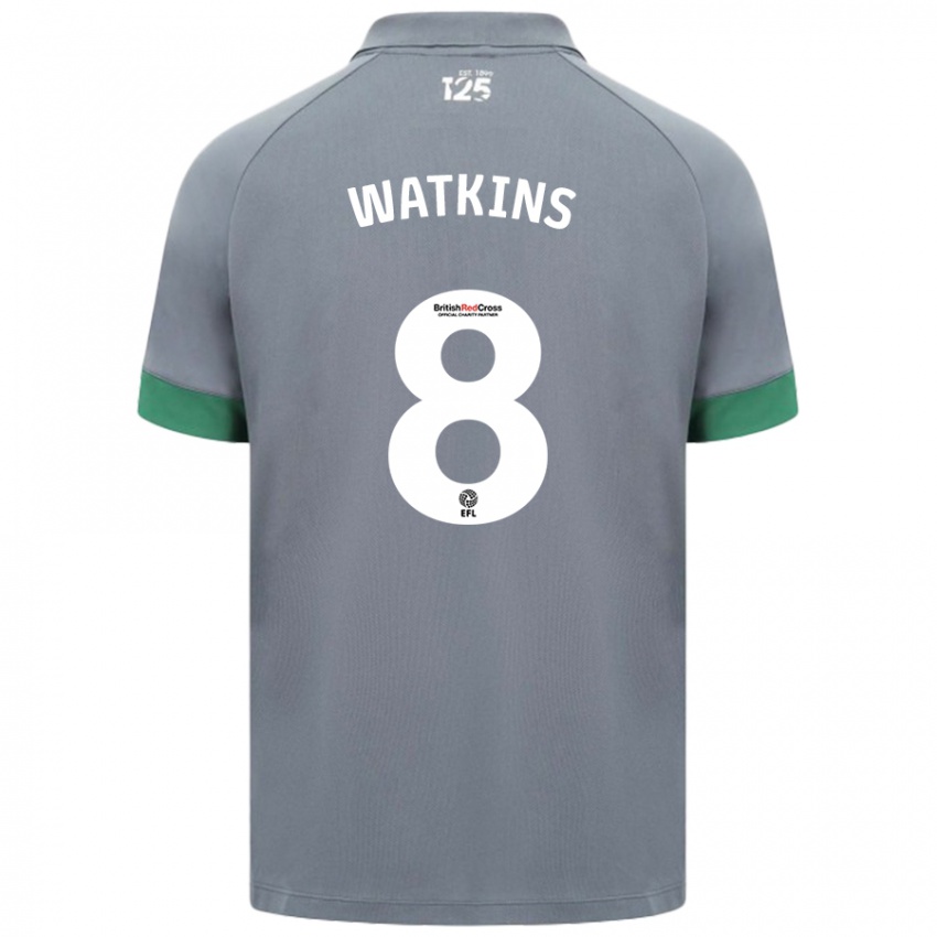 Uomo Maglia Seren Watkins #8 Grigio Scuro Kit Gara Away 2024/25 Maglietta