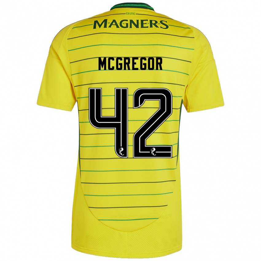 Uomo Maglia Callum Mcgregor #42 Giallo Kit Gara Away 2024/25 Maglietta