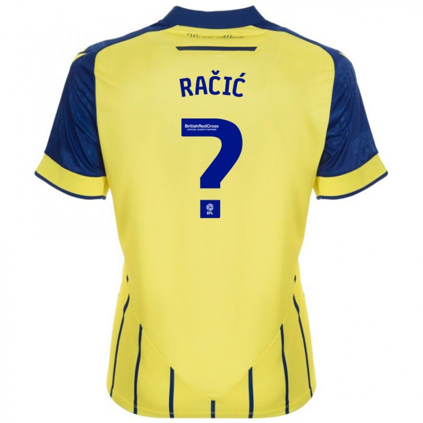 Uomo Maglia Uroš Račić #0 Giallo Blu Kit Gara Away 2024/25 Maglietta