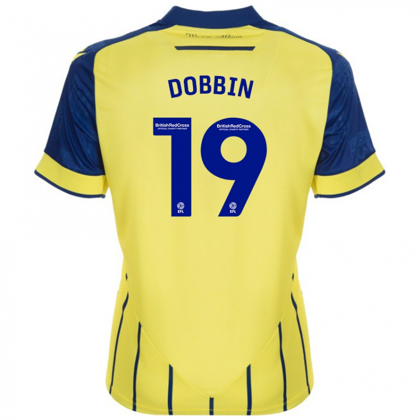 Uomo Maglia Lewis Dobbin #19 Giallo Blu Kit Gara Away 2024/25 Maglietta