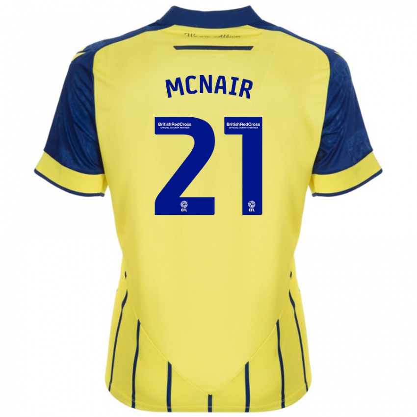 Uomo Maglia Paddy Mcnair #21 Giallo Blu Kit Gara Away 2024/25 Maglietta