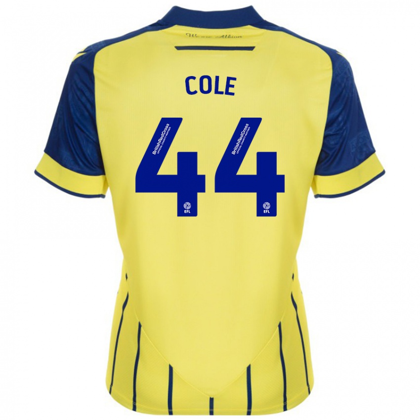 Uomo Maglia Devante Cole #44 Giallo Blu Kit Gara Away 2024/25 Maglietta