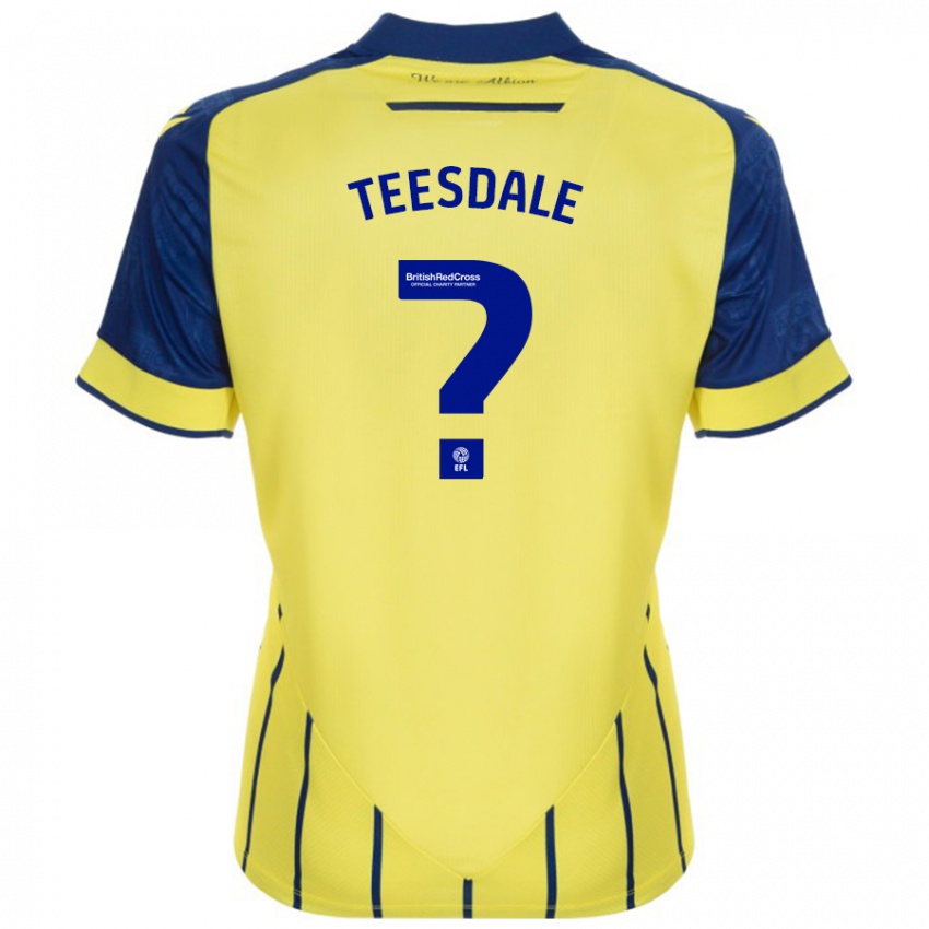 Uomo Maglia Finn Teesdale #0 Giallo Blu Kit Gara Away 2024/25 Maglietta