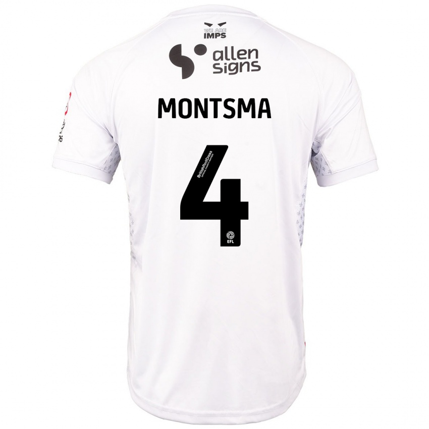 Uomo Maglia Lewis Montsma #4 Rosso Bianco Kit Gara Away 2024/25 Maglietta