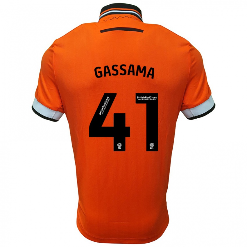 Uomo Maglia Djeidi Gassama #41 Arancione Bianco Kit Gara Away 2024/25 Maglietta