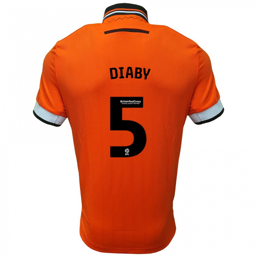 Uomo Maglia Bambo Diaby #5 Arancione Bianco Kit Gara Away 2024/25 Maglietta