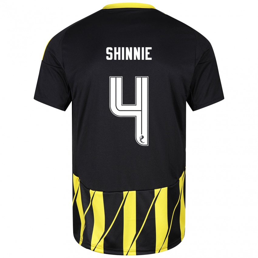 Uomo Maglia Graeme Shinnie #4 Nero Giallo Kit Gara Away 2024/25 Maglietta