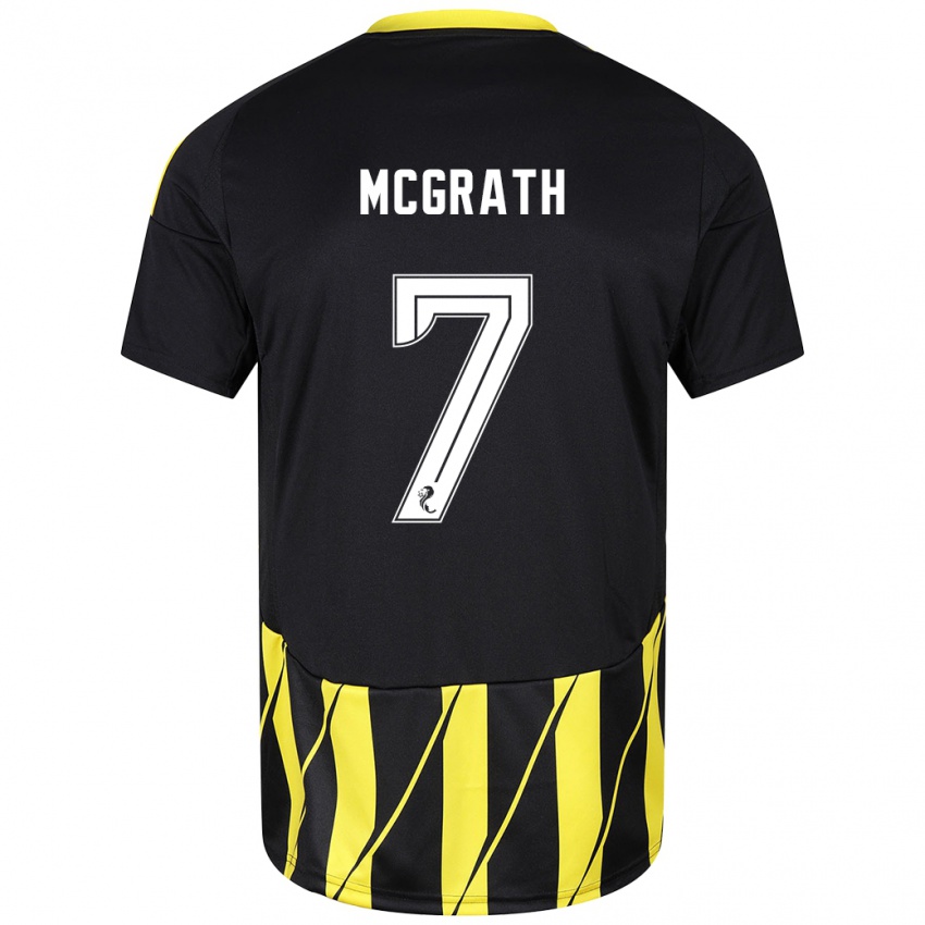 Uomo Maglia Jamie Mcgrath #7 Nero Giallo Kit Gara Away 2024/25 Maglietta